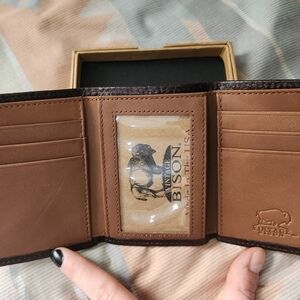 Vintage Bison Leather Wallet In Box